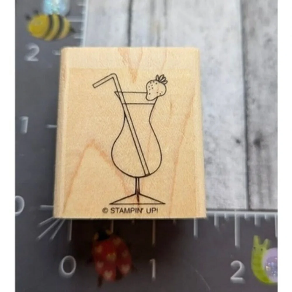 Stampin' Up! Tropical Drink Strawberry Rubber Stamp Wood #G21